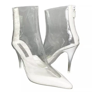 STELLA MCCARTNEY Womens Transparent PVC Logo Ankle Boots Booties White 10 - Picture 1 of 11