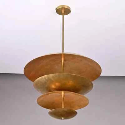 Modern 4 Shade 6 Light Raw Brass Chandelier Sputnik Pendant Light Fixture By HVM Foto 1 de 4