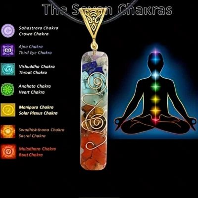 7 Chakra Orgonite Pendant Handmade Energy Protection Women Men Necklace Gift - Image 1 of 4