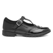 Hush Puppies Girls Shoe Black Easy Fasten Leather School Shoe T-Bar Maisie SIZE