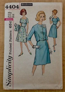 Vintage 1950s 1960s SIMPLICITY Sewing Pattern 4404 One-Piece Dress w Jacket B36 - Picture 1 of 3