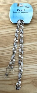 Kerney Chain EYEGLASS RETAILER Silver Toned PEARLS FREE SHIPPING For Woman - Picture 1 of 7