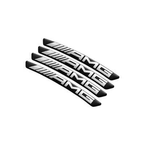 4 Pcs Metal 9cm Black with Silver letter AMG Wheel Rim Decals - Picture 1 of 1