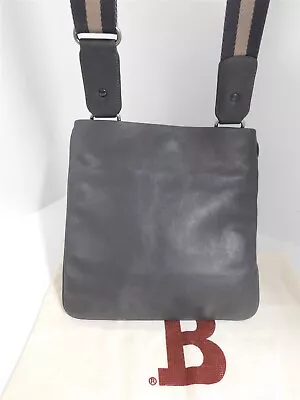 Bally Switzerland Grey Leather Striped Strap Slim Crossbody Bag - Image 1 of 4