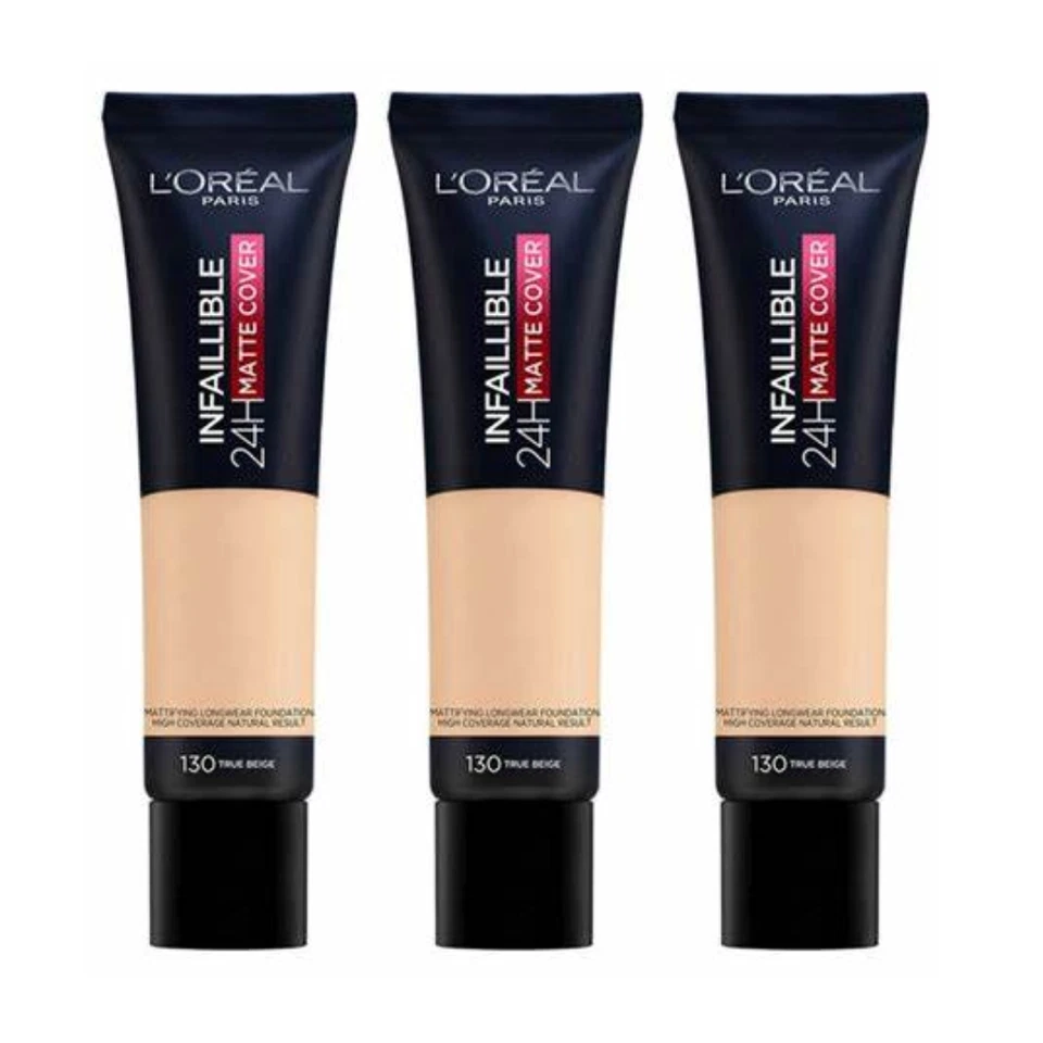 New L'Oreal Infallible 24H Matte Cover Foundation 30ml - 130 True Beige 3x - Bild 1 von 1