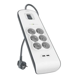 BELKIN®  Multiprise parafoudre 6 prises avec 2 ports USB 2,4 A (2m) - Foto 1 di 2