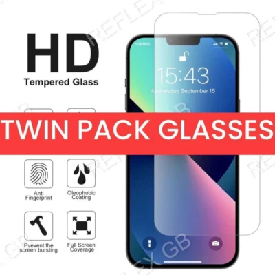 Screen Protector for iPhone 16 15 14 13 12 11 XR X Pro Max plus 8 Tempered glass - Image 1 of 3