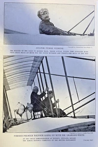 1911 Vintage Magazine Illustration Aviators Pierre Vedrine Claude Grahamme-White - Picture 1 of 1