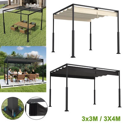Pergola Pavillon 3x3m / 3x4m mit Schiebedach Garten Sonnenschutz Überdachung DE - Bild 1 von 4