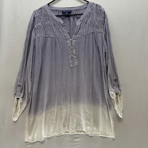 Top Bandolino XXL Blanco Lavanda Ombré Arrugado Tab Manga Larga Estilo Boho - Imagen 1 de 6