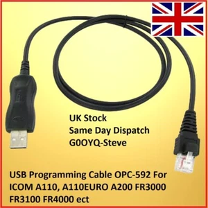 Cable de programación USB OPC-592 para ICOM A110, A110EURO A200 FR3000 FR3100 FR4000 - Imagen 1 de 2