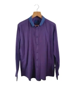 Burton London Purple Long Sleeve Button-Up Formal Shirt Size L 16.5-17" Collar - Picture 1 of 12
