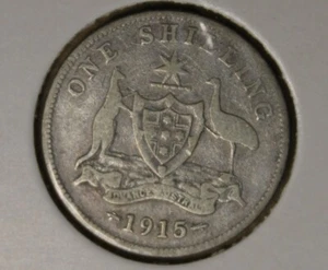 * 1915 92.5% SILVER HARDER DATE COAT OF ARMS SHILLING PREDECIMAL COIN #FHJ06 - Bild 1 von 9