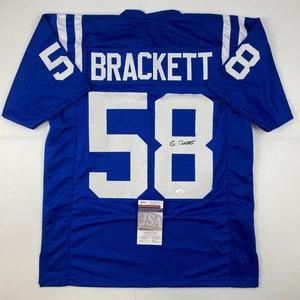 Autographed/Signed Gary Brackett Indianapolis Blue Football Jersey JSA COA Auto - Picture 1 of 4