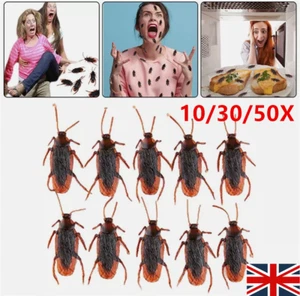 10-50PCS Creepy Crawly Fake Prank Cockroaches Table Halloween Party Decorations - Picture 1 of 21