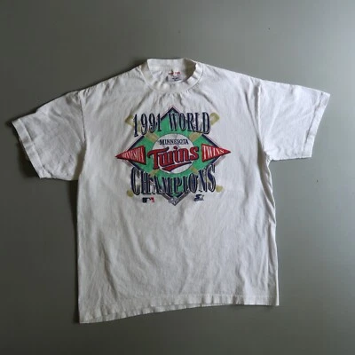 Vtg Graphic 1991 Minnesota Twins Mens World Champions T shirt Tee Large MLB - Image 1 of 4