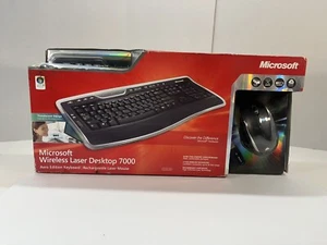 Microsoft Wireless Laser Desktop 7000 Aero Included Mouse Keyboard USB Receiver - Picture 1 of 9