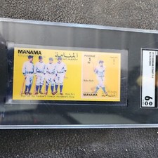 1972 Manama Stamps 3-D BABE RUTH LOU GEHRIG Earl Combs Tony Lazzeri SGC JB2b