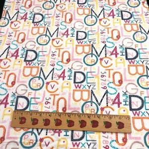 Fat Quarter Flannel Print Alphabet and Number (18" x 22") Fabric  - Picture 1 of 2