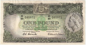 Australia 1 Pound Banknote 1953-60 About Uncirculated Condition Pick#30-A Queen - Picture 1 of 2