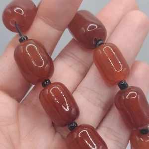 Vintage Stone Necklace Chunky Orange Agate Beaded 17 - Picture 1 of 13