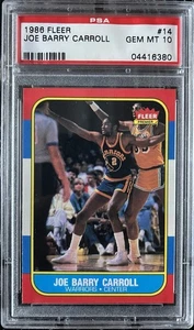 1986 Fleer Basketball #14 Joe Barry Carroll PSA 10 GEM MINT Low Pop - Picture 1 of 2