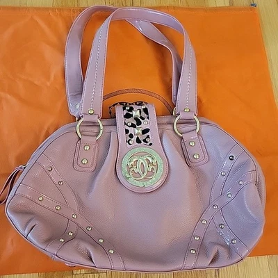 Original By Sharif 1827 Pink Purse Animal Print Double Handle Shoulder Bag Gold - Image 1 of 4