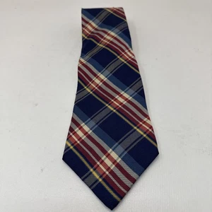 Vintage Tommy Hilfiger Plaid 100% Italian Silk Tie - 57" - Picture 1 of 2