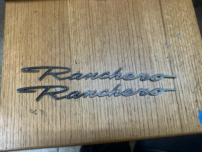 1966-1968 66-68 FORD RANCHERO BLACK SCRIPT EMBLEMS PAIR OEM- Qty 2 - Image 1 of 4