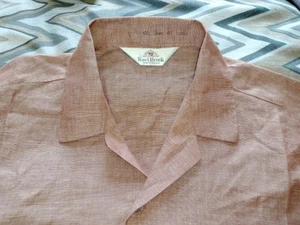 Camisa de lino Rael Brook para hombre L marrón claro manga corta ajuste regular - Imagen 1 de 8