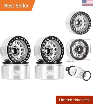 Rueda Beadlock de 1,9 pulgadas negra y plateada con desplazamiento de -10,4 mm para estabilidad sobre orugas Foto 1 de 4