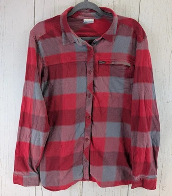 Camiseta de mujer Columbia talla XL roja gris a cuadros con botones manga larga Foto 1 de 4