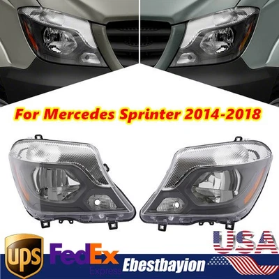 For 2014-2018 Mercedes-Benz Sprinter Halogen Headlight Headlamps Left+Right Pair Foto 1 de 4