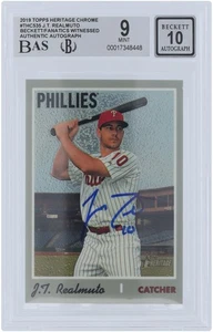 J. T. Realmuto Phillies Signed 2019 Topps Heritage Chrome #THC-535 BAS 9/10 Card - Picture 1 of 3