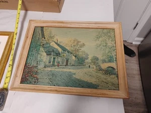 Litografía enmarcada de colección sobre cartón/"Vivienda en carretera" por Robert Spencer/Madera - Imagen 1 de 8