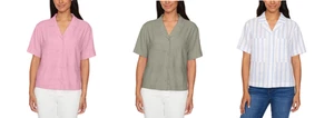 Buffalo Women's Linen Blend Button Front Shirt - Picture 1 of 13