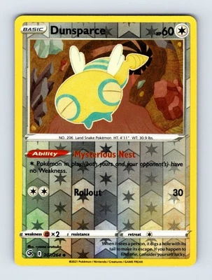 Dunsparce SWSH08: Fusion Strike Uncommon Reverse Holo 207/264 NM/LP Pokemon Card - Image 1 of 2