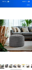 Pouf Ottoman Cover Unstuffed Faux Fur Foot Rest Floor Pouf 20x20x12 Inch Gray - Picture 1 of 6