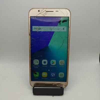 Samsung Galaxy J7 Prime J727T1 (Metro Unlocked) - 16GB Gold - DAMAGED #2487 - Image 1 of 4