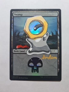 SWAMP FOIL MELTAN POKEMON MAGIC GATHERING ALTERED ART HAND PAINT DEMIAN SOLIS - Picture 1 of 12