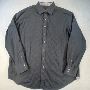 Robert Graham Shirt Men's Large Black Paisley Long Sleeve Flip Cuff Woven Sz 1XL - Picture 1 of 16
