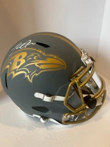 Terrell Suggs Autographed Ravens Full Size 'Slate' Speed Helmet Beckett - Picture 1 of 4