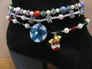LOTE DE 3 DIFERENTES PULSERAS BOTAS DE CORDÓN ELÁSTICAS HECHAS A MANO MULTICOLORES JOYERÍA TOBILLAS #11 - Imagen 1 de 5
