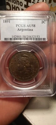 Argentina 2 centavos 1891 graduación profesional AU 58 Foto 1 de 3