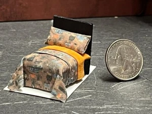 Dollhouse Miniature Bed Orange K 1:48 Quarter inch scale 1/4 F210 Dollys Gallery - Picture 1 of 2