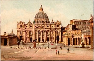 Postal de Raphael Tuck La Plaza de San Pedro Italia - Imagen 1 de 2