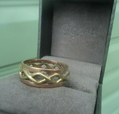 Attractive Clogau Welsh 9ct Rose & Yellow Gold Celtic Weave Ring - Size K - Image 1 of 4