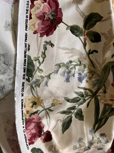 Almohadas de 3-1/4 yardas P. Kaufmann tapicería de tela decoración del hogar cortinas florales crema - Imagen 1 de 3