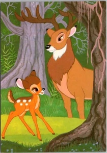 Postal BAMBI vintage de 4x6" de Walt Disney con madre / #4277 / sin usar - Imagen 1 de 2