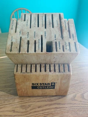 Cuchillo de cubiertos Ronco Six Star bloque 30 ranuras almacenamiento madera maciza de roble miel etiquetada Foto 1 de 4